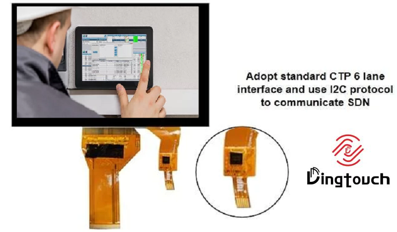 10.1 Inch <a href=https://www.szdingtouch.com/new/capacitive-touch-screen.html target='_blank'>capacitive touch screen </a>with GT911 Controller | I2C/USB/RS232 Interface | Custom G+G Panel