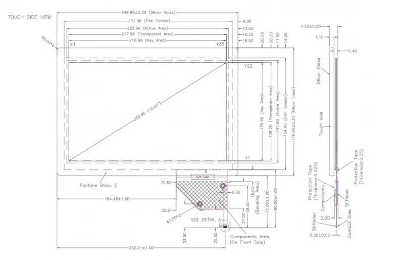 10.1 Inch <a href=https://www.szdingtouch.com/new/capacitive-touch-screen.html target='_blank'>capacitive touch screen </a>G+G Multi-Touch 16:10 PCAP Touch Panel Compatible with AUO / Innolux / BOE Display