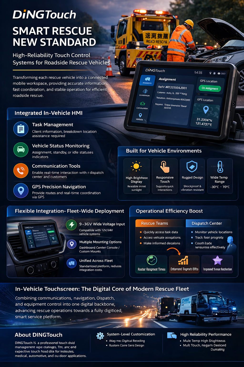 Smart Rescue, Redefined: In-Vehicle <a href=https://www.szdingtouch.com/new/touchscreen.html target='_blank'>touchscreen</a> Control Systems for Roadside Assistance Vehicles