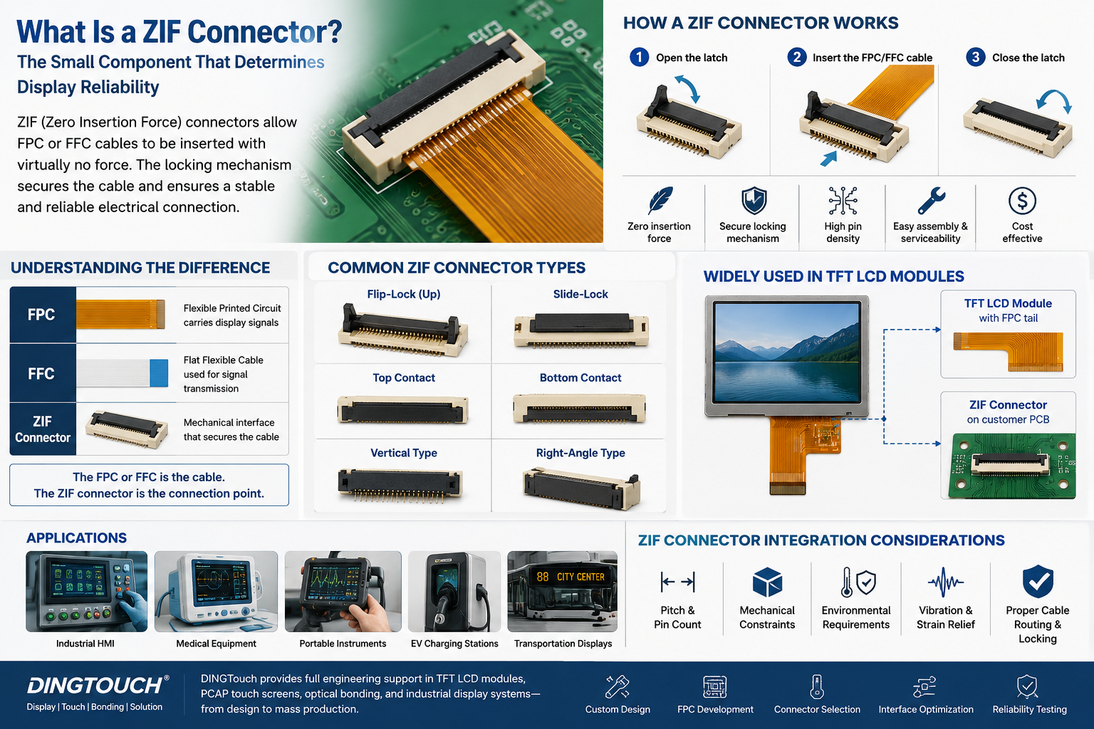 What Is a ZIF Connector? Why Do Modern TFT LCD Modules Depend on ZIF Connectors?The Small Component That Determines Display Reliability