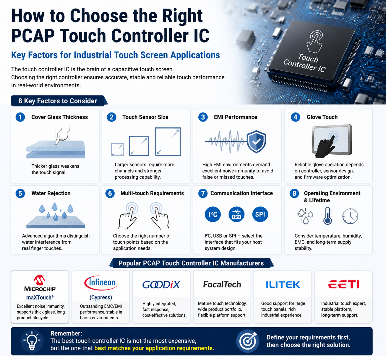 Industrial PCAP touch controller IC selection guide for touch screen applications